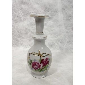 Vintage Chase Japan Porcelain Bud Vase Rose Floral Gold Gilt 6.65" Tall Feminine